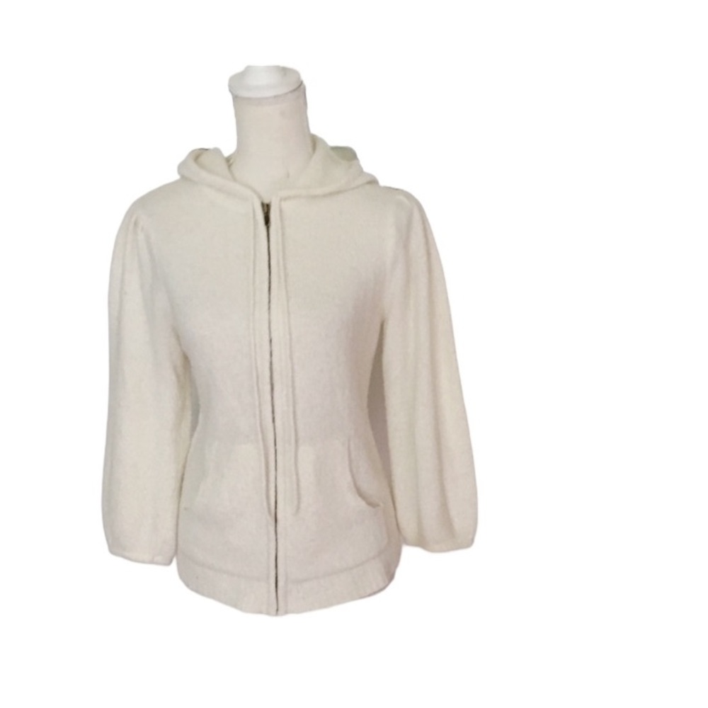 Nine West Cream Ivory Zip Up Hoodie Jacket Size Large